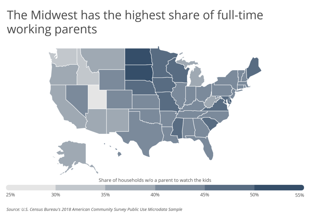 Full-time working parents by state