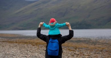 Child on Father's Shoulders Outside