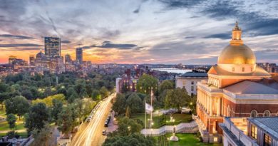 Boston cityscape with the State House